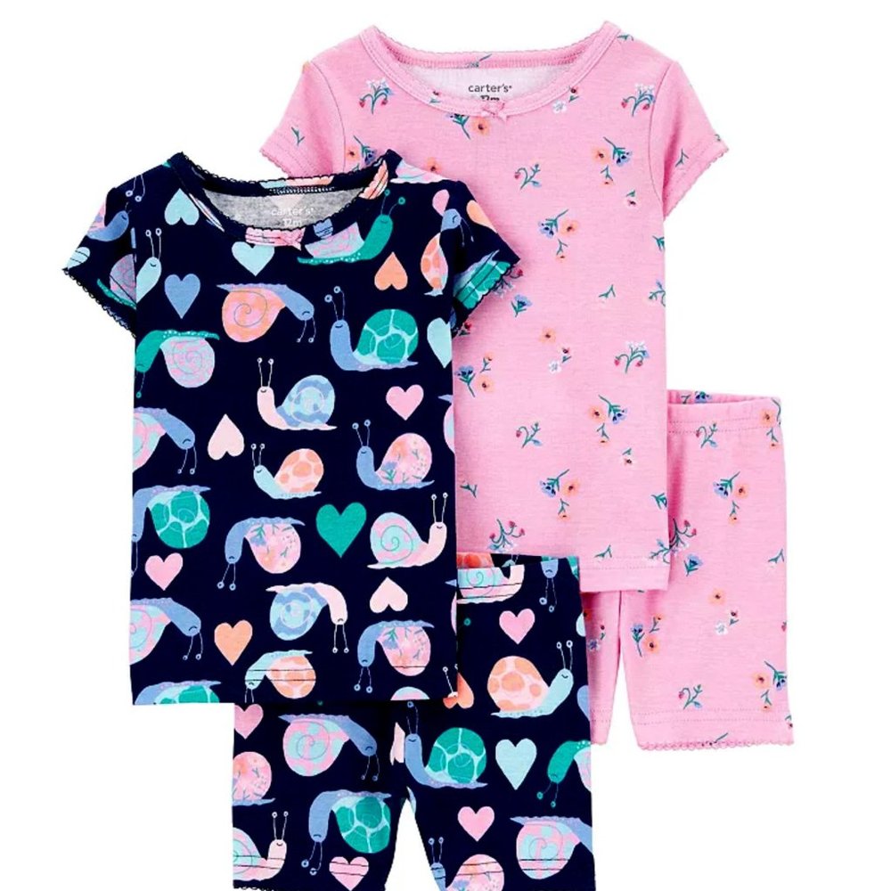 NWT Carter's Toddler Girl 4 Piece Pjs (Snail/Purple/Navy/Pink/Florals)